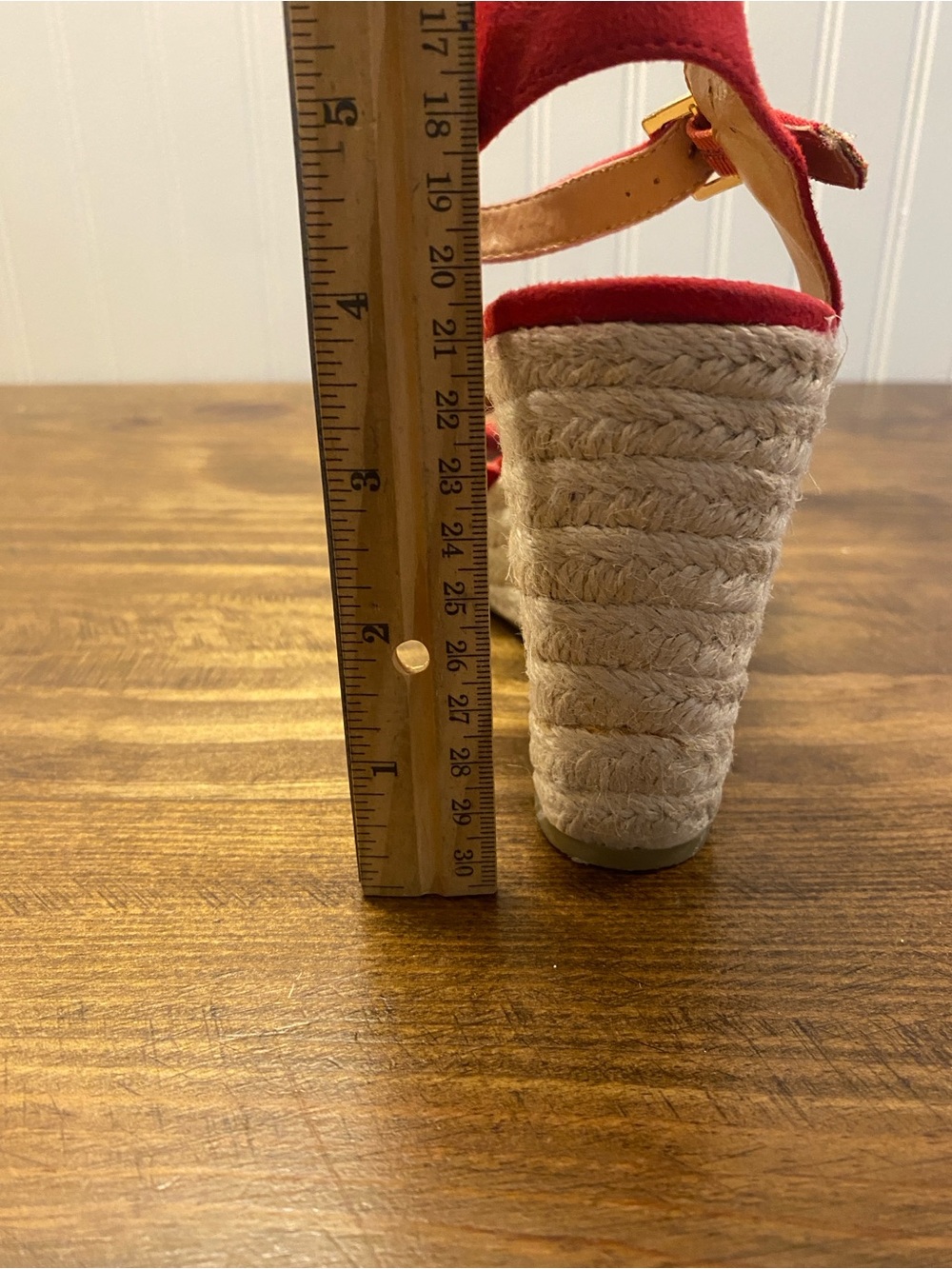 American Eagle - Red Suede Ankle-Strap Wedge Shoes - women’s size: 8 - Picture 16 of 16